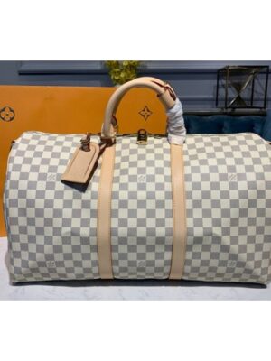 Louis Vuitton Replica N41430 LV Replica Keepall Bandouliere 50 Bag in Damier Azur Canvas