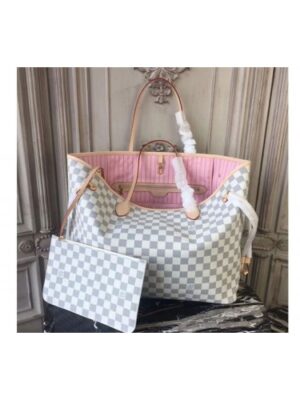 Louis Vuitton Replica N41604 Neverfull GM Damier Azur Canvas Bags Pink