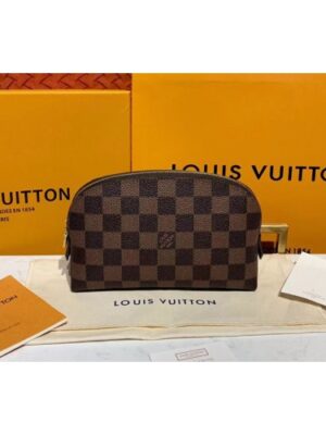 Louis Vuitton Replica N47516 LV Replica Cosmetic Pouch PM Bags Damier Ebene Canvas