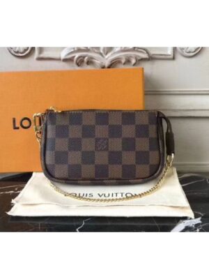 Louis Vuitton Replica N58009 Mini Pochette Accessoires Damier Ebene Canvas