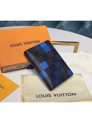 Louis Vuitton Replica N60158 LV Replica Pocket Organizer Damier Graphite Canvas Blue