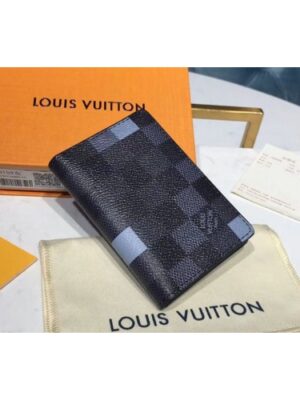 Louis Vuitton Replica N60158 LV Replica Pocket Organizer Damier Graphite Canvas Light Blue