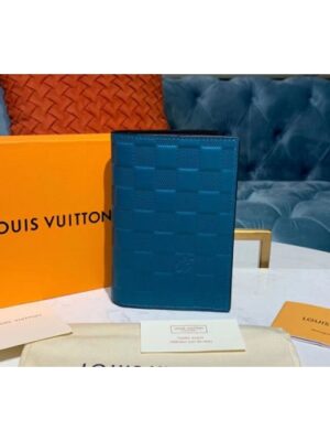 Louis Vuitton Replica N60181 LV Replica Passport Cover Wallets Blue Damier Infini Leather