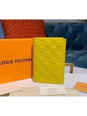 Louis Vuitton Replica N60181 LV Replica Passport Cover Wallets Yellow Damier Infini Leather