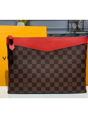 Louis Vuitton Replica N60262 LV Replica Daily Pouch Bags Red Damier Ebene Canvas