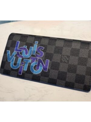 Louis Vuitton Replica N60326 LV Replica Brazza Wallet In Damier Graphite Canvas With Blue