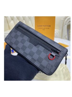 Louis Vuitton Replica N60355 LV Replica Utility Zippy wallet in Damier Graphite Giant coated canvas