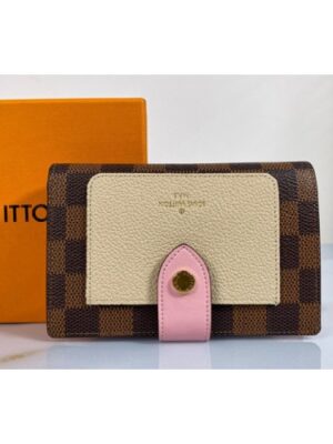 Louis Vuitton Replica N60380 LV Replica Juliette wallet in Damier Ebene coated canvas With Cream / Venus Pink