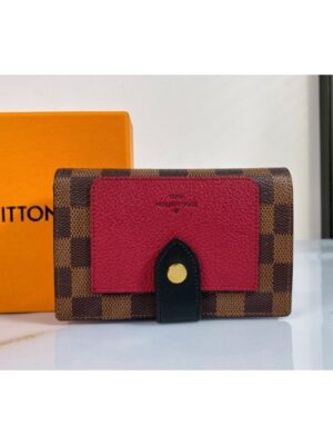 Louis Vuitton Replica N60381 LV Replica Juliette wallet in Damier Ebene coated canvas With Bordeaux Red / Black