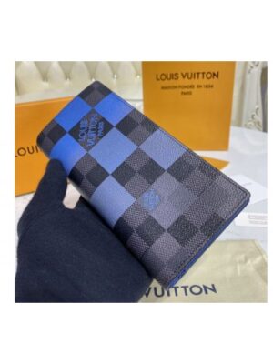 Louis Vuitton Replica N60424 LV Replica Brazza wallet in Blue Damier Graphite Giant coated canvas