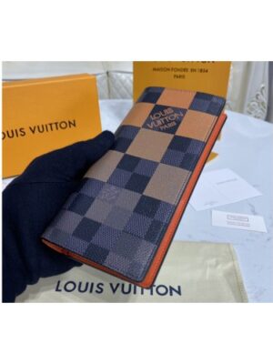 Louis Vuitton Replica N60424 LV Replica Brazza wallet in Orange Damier Graphite Giant coated canvas