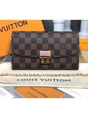 Louis Vuitton Replica N61273 LV Replica Croisette Wallet Damier Ebene Canvas Bags Rose Ballerine