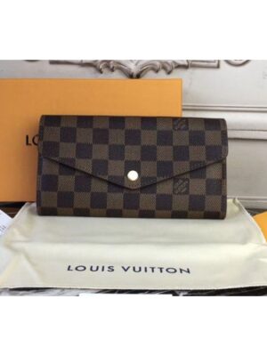 Louis Vuitton Replica N63209 Sarah Wallet Damier Ebene Canvas Brown