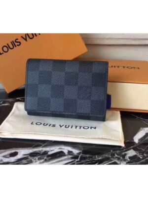 Louis Vuitton Replica N63338 Enveloppe Carte de Visite Wallets Damier Graphite Canvas