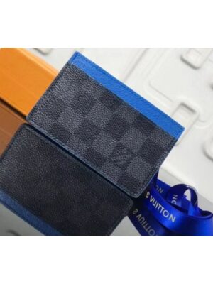 Louis Vuitton Replica N64029 LV Replica Card Holder Damier Graphite Canvas Blue