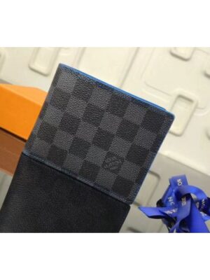 Louis Vuitton Replica N64033 LV Replica Slender Wallet Damier Graphite Canvas Blue