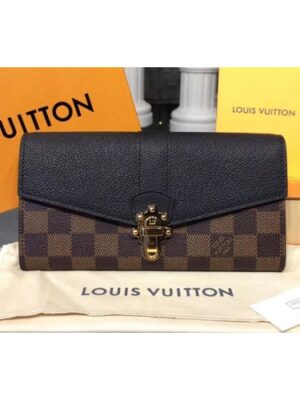 Louis Vuitton Replica N64449 Clapton Wallet Damier Ebene Canvas Black