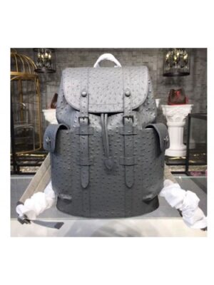 Louis Vuitton Replica N92159 LV Replica Ostrich skin Christopher PM Gray