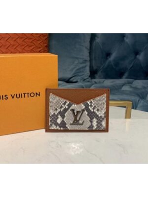 Louis Vuitton Replica N97001 LV Replica Lockme card holder Brown Python skin and calf leather