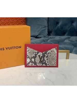 Louis Vuitton Replica N97001 LV Replica Lockme card holder Hot Pink Python skin and calf leather