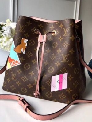 Louis Vuitton Replica NéoNoé Monogram Canvas Bucket Bag Pink 2018