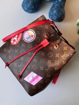 Louis Vuitton Replica NéoNoé Monogram Canvas Bucket Bag Red 2018