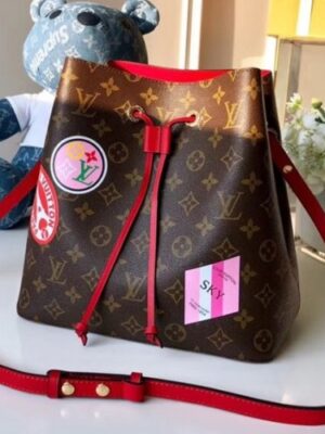 Louis Vuitton Replica NéoNoé Monogram Canvas Bucket Bag Red 2018