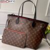 Louis Vuitton Replica Neverfull MM Monogram Canvas Tote Bag M48288 Black/Red