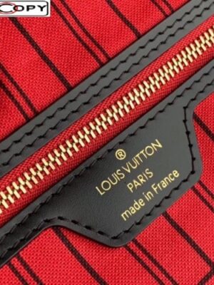 Louis Vuitton Replica Neverfull MM Monogram Canvas Tote Bag M48288 Black/Red