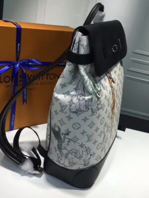 Louis Vuitton Replica Original Leather Animal Print Steamer Backpack M43296 White 2017