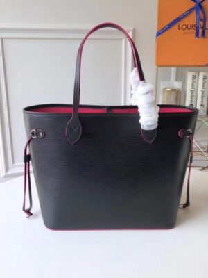 Louis Vuitton Replica Original Quality Epi Neverfull MM Bag M54185 Noir/Fuchsia