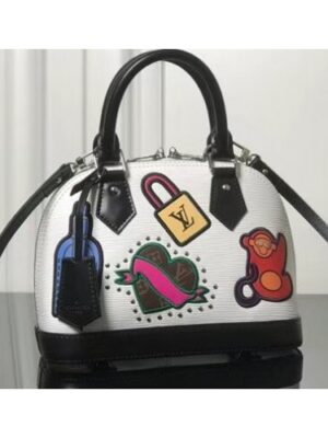 Louis Vuitton Replica Patches Stickers Epi Alma BB Bag M52481 White 2019