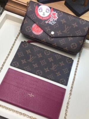 Louis Vuitton Replica Pochette Felicie Chain Bag M61276 Monogram Canvas/Red 2018