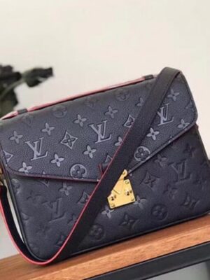 Louis Vuitton Replica Pochette Metis Monogram Empreinte Leather Bag M44071 Marine Blue