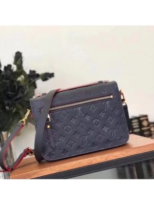 Louis Vuitton Replica Pochette Metis Monogram Empreinte Leather Bag M44071 Marine Blue