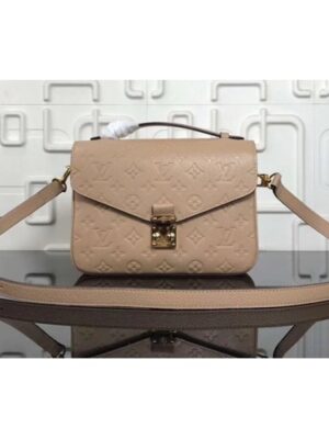 Louis Vuitton Replica Pochette Metis Monogram Empreinte Leather Bag M44245 Beige