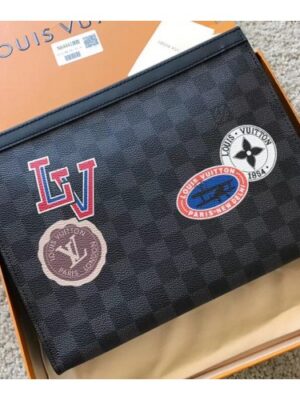 Louis Vuitton Replica Pochette Voyage MM Bag Damier Graphite Canvas LV Replica League N64442 2018