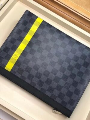 Louis Vuitton Replica Pochette Voyage MM Bag Damier Graphite Canvas N60107 Yellow Stripe