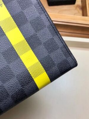 Louis Vuitton Replica Pochette Voyage MM Bag Damier Graphite Canvas N60107 Yellow Stripe