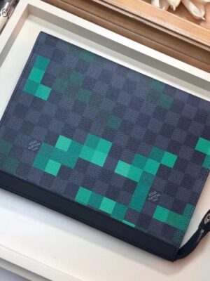 Louis Vuitton Replica Pochette Voyage MM Bag Damier Graphite Canvas Pixel N60176 Green