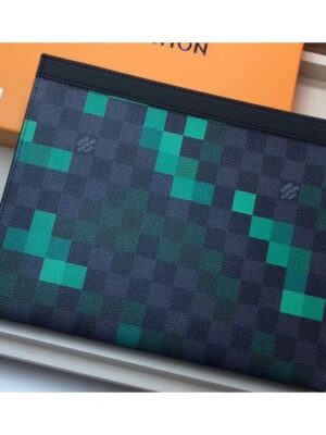 Louis Vuitton Replica Pochette Voyage MM Bag Damier Graphite Canvas Pixel N60176 Green