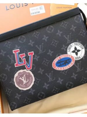 Louis Vuitton Replica Pochette Voyage MM Bag Monogram Eclipse Canvas LV Replica League 2018