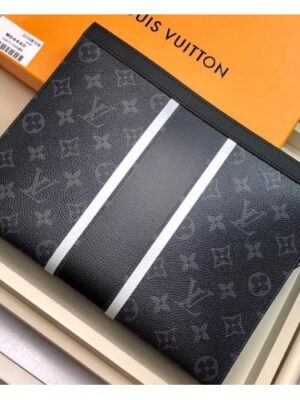 Louis Vuitton Replica Pochette Voyage MM Bag Monogram Eclipse Canvas Stripe M64440