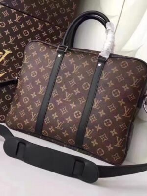 Louis Vuitton Replica Porte-Documents Voyage PM Bag M52005 Monogram Macassar Canvas(75401)