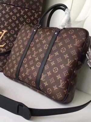 Louis Vuitton Replica Porte-Documents Voyage PM Bag M52005 Monogram Macassar Canvas(75401)