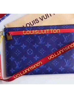 Louis Vuitton Replica Pouch Clutch Large Bag Monogram Canvas Blue/Red Spring Summer 2018