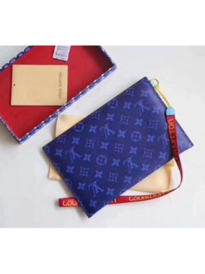 Louis Vuitton Replica Pouch Clutch Large Bag Monogram Canvas Blue/Red Spring Summer 2018