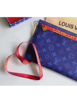 Louis Vuitton Replica Pouch Clutch Small Bag Monogram Canvas Blue/Red Spring Summer 2018