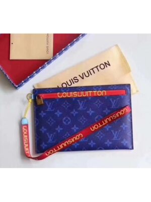 Louis Vuitton Replica Pouch Clutch Small Bag Monogram Canvas Blue/Red Spring Summer 2018