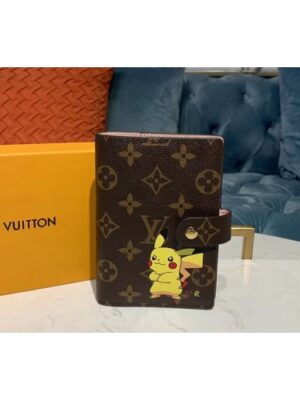 Louis Vuitton Replica R20005 LV Replica Small Ring Agenda Cover Wallet Monogram canvas With Pikachu